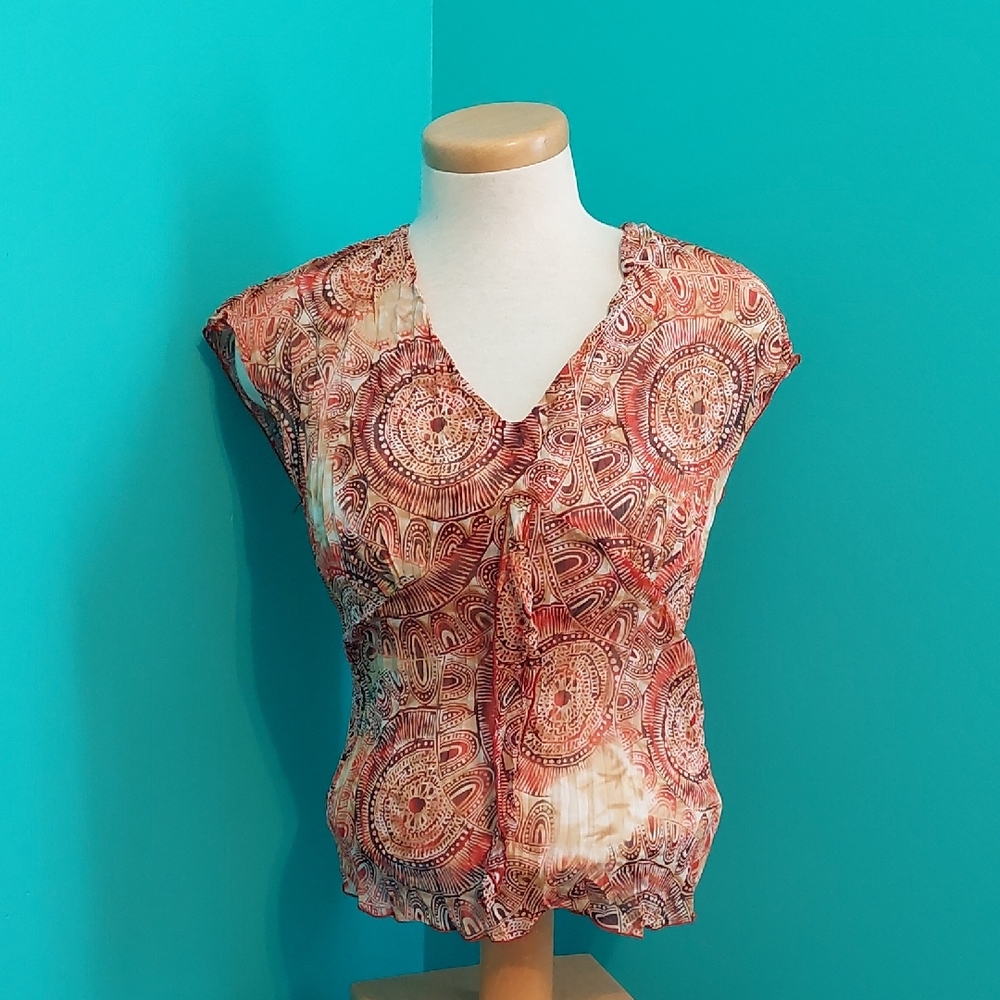 Terra Nostra Women's Patterned Top - Red Bugundy Size Large